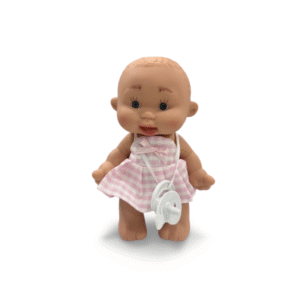 Boneca Menina de Vestido Xadrez C/ Chupeta 25cm – Marina&Pau