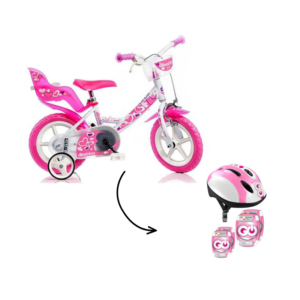 Bicicleta Menina R12 C/ Conjunto de Joelheiras Cotoveleiras e Capacete