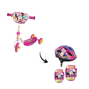 Trotinete 3 Rodas Minnie C/ Proteções e Capacete Regulável