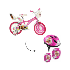 Bicicleta Barbie R14 C/ Conjunto de Joelheiras Cotoveleiras e Capacete