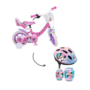 Bicicleta Minnie R12 C/ Conjunto de Joelheiras Cotoveleiras e Capacete