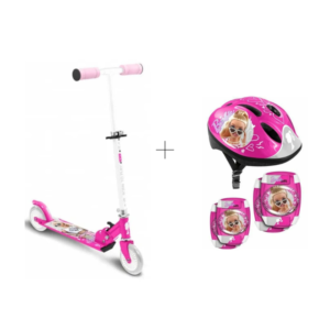 Trotinete 2 Rodas - Barbie C/ Conjunto de Joelheiras Cotoveleiras e Capacete