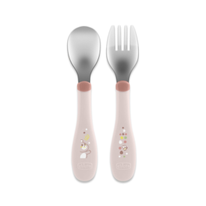 Talheres em Aço Inoxidável 18m+ Rosa - Chicco
